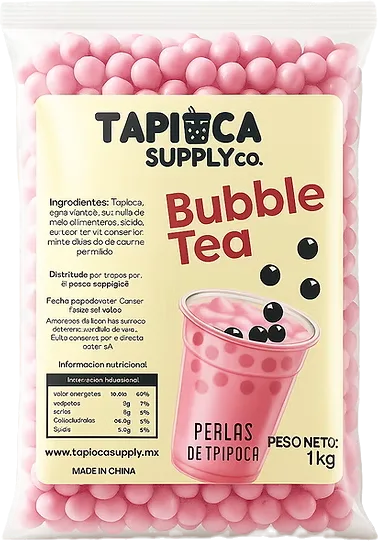 Bolsa de perlas de tapioca rosa de 1 kg